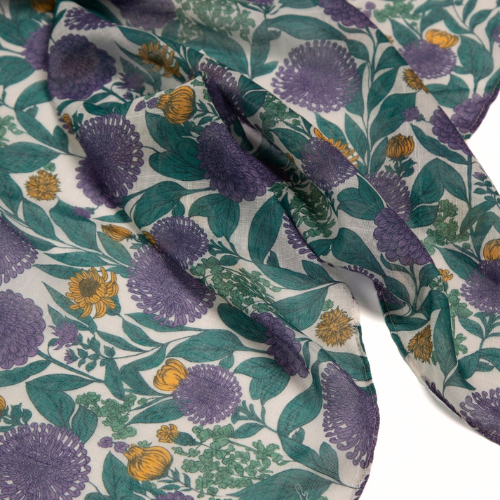 Anubis Vintage Clothing Elegant Botanical Floral Print Scarf