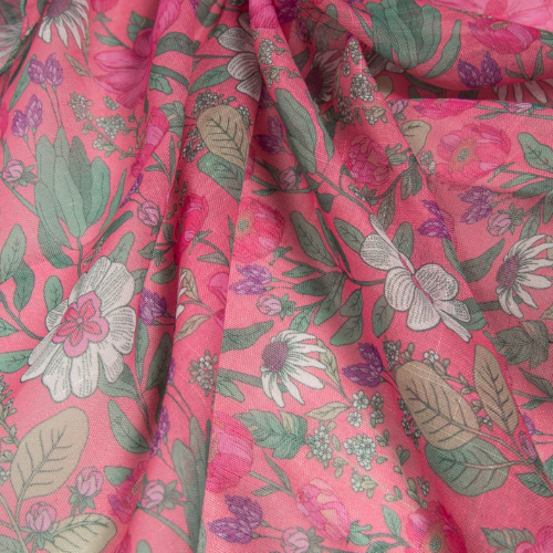 Anubis Vintage Clothing  Elegant Pink Floral Print Fashion Scarf