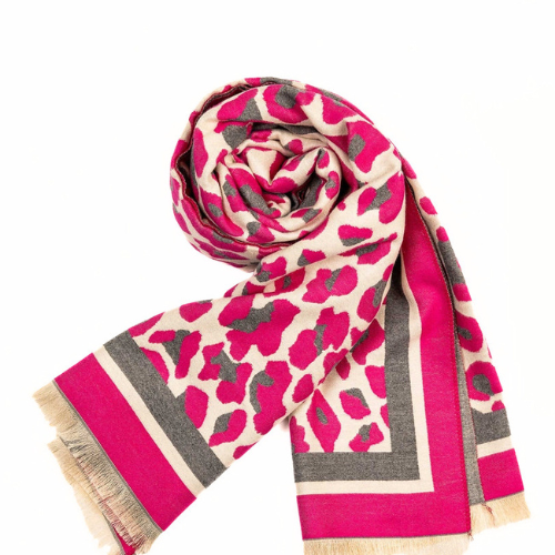 Anubis Vintage Clothing Bold Leopard Print Wool Blend Shawl