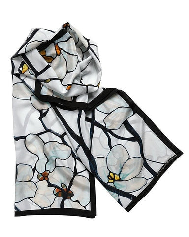 Anubis Vintage Clothing  Elegant White Floral Print Fashion Scarf
